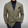 Casual Plaid Jacket Men Straight Leg Coat Green Youth Single Button Suit Collar Cotton Polyester Multi Pocket Grey Thickened ...