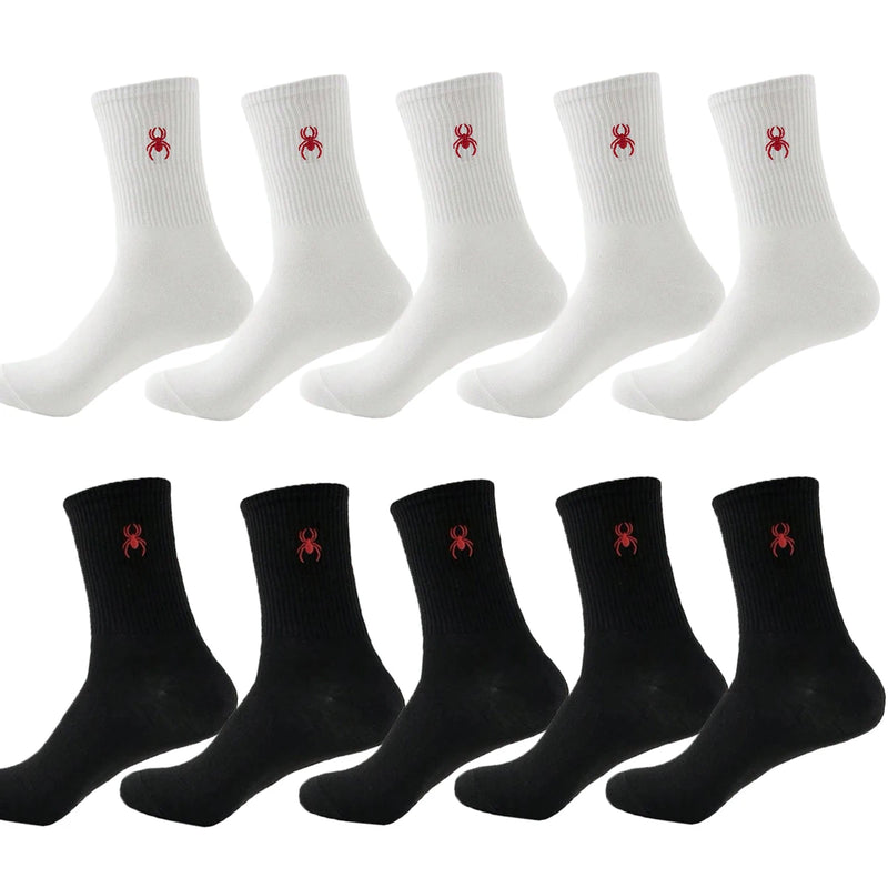 5/10/20 Pairs of Men's Crew Socks with Spider Pattern | SAMAG