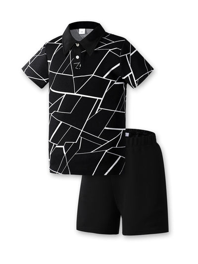 Tween Boy Summer /Set Casual White Cracked Pattern Short | SAMAG