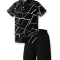 Tween Boy Summer /Set Casual White Cracked Pattern Short | SAMAG