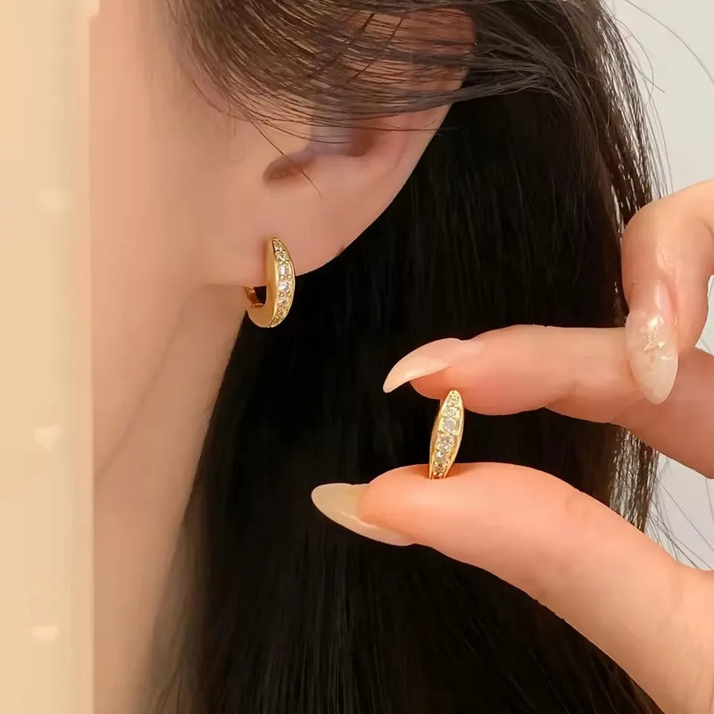 VENTFILLE 925 Sterling Silve Star Hoop Earring for Women Zircon Geometry Wide Office Versatile Jewelry Birthday Gift Dropship