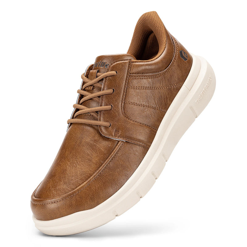 FitVille Wide Slip On Shoes For Men'S Lightweight Casual Dress Oxfords Shoes Business Walking Sneakers With Arch Support