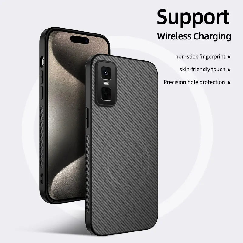 Case for Infinix GT 30 Pro 5G Luxury Fiber Stripe Leather Silicone Back Cover for MagSafe Magnetic Cover for Infinix GT 20pro