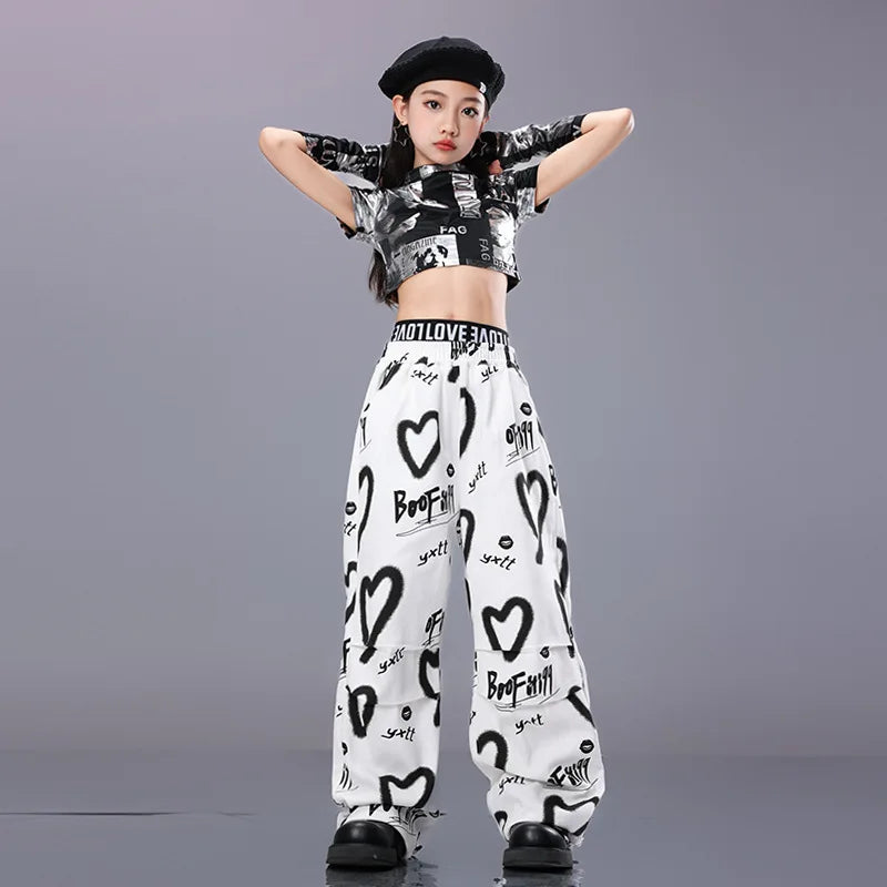 Hip Hop Kids Cool Crop Top Street Dance Love Pants Girls | SAMAG