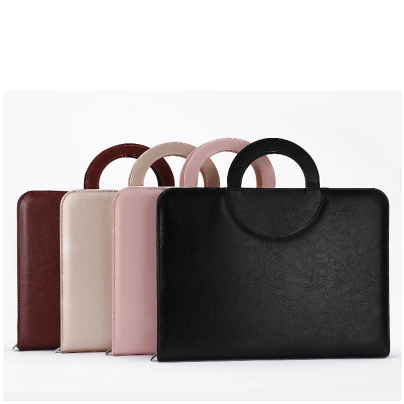 Leather Portfolio Professional Business Padfolio-  Notefolio Premium  Organizer with Card Holder, Writing Pad and File Folders