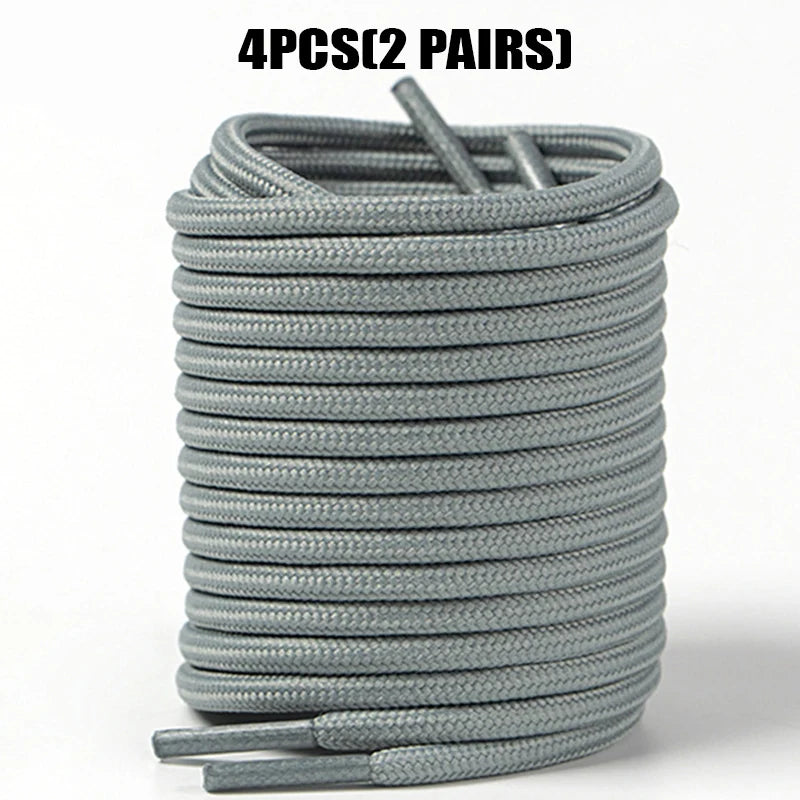 4 Pcs(2 Pairs) Round Shoelaces 4mm for Sneakers Boots, Durable Anti-Slip Sports Laces, 80-160cm Solid Colors Replacement