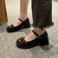 women's Bow versatile high heels Mary Jane thick soled leather shoes Fashion elegant shoes Trendy ladies pumps Zapatos Mujer