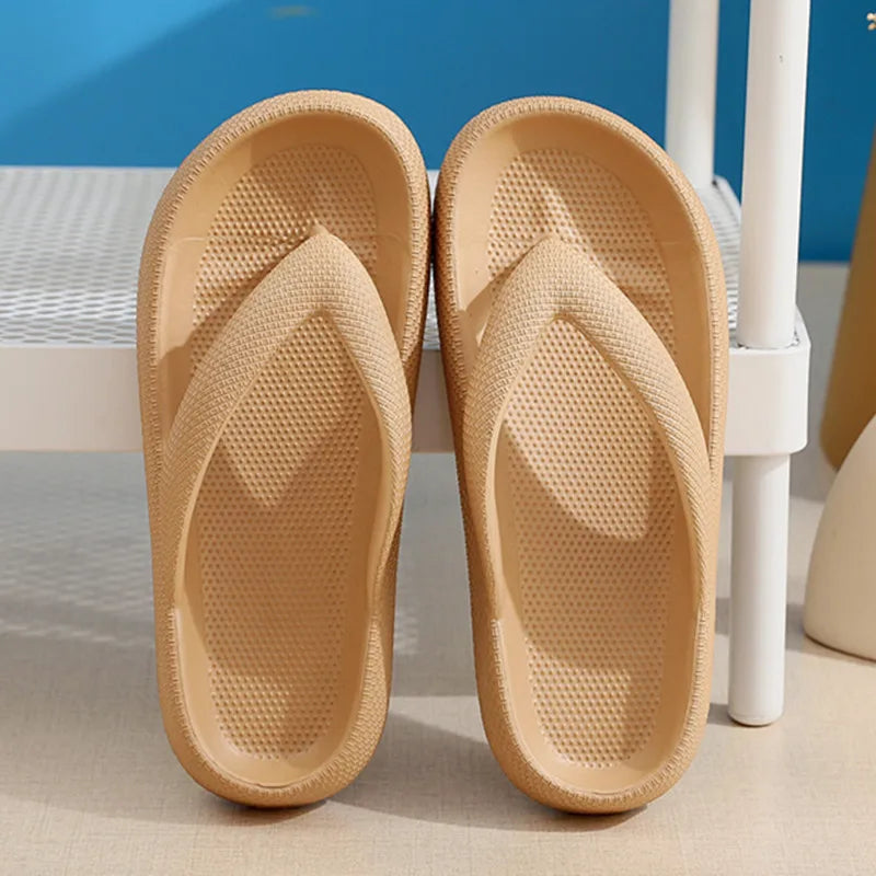 Rimocy Soft Sole EVA Women's Flip Flops 2026Summer Beach Non-slip Cloud Slippers Women Thick Platform Clip Toe Bathroom Slides