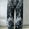 Men's Purple Yellow Leopard Floral Mixed Print Wide Leg Pants Lightweight Loose Trousers For Festival Street - View 5 | SAMAG