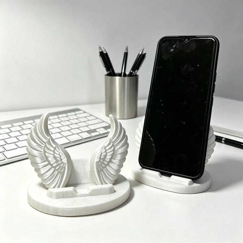 3D Printed Angel Wings Phone Holder, Stable Desktop Stand for All Smartphones, Unique Ornament