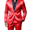 Men's Satin 2 - Piece Suit Set Slim Fit Peak Lapel Tuxedo Blazer With Straight Leg Pants For Wedding Party - View 12 | SAMAG