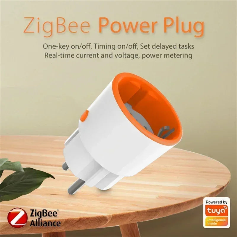 Tuya Smart Zigbee 3.0 Power Plug 16A EU Outlet 3680W Meter Remote Control Work With Zigbee2mqttt And Home Assistant Tuya Hub