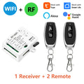 Tuya WiFi RF Switch DC 12V 24V 2Channels Dry Contact Relay Wireless Remote Control Transmitter 50m work with Google Assist,Alexa