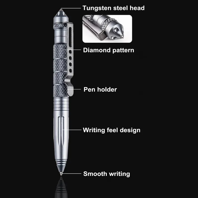 Multi Functional Tactical Pen Outdoor Self-defense B2 Tungsten Steel Head Emergency Glass Breaker Protection Survival EDC Pen
