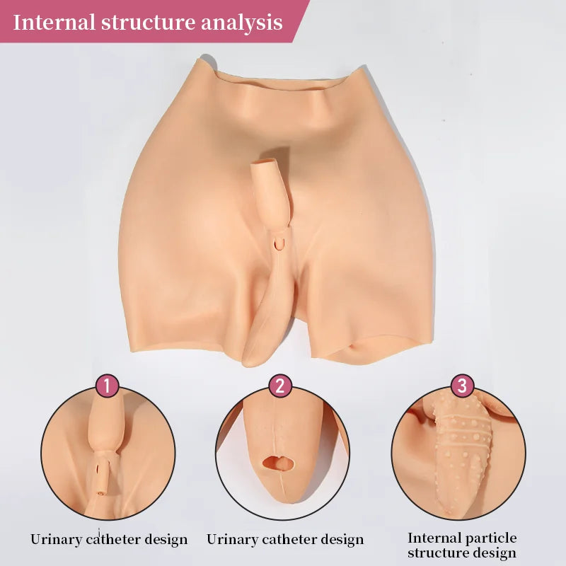 Extra Thick Men's Silicone False Vagina Pants Sexy Buttocks 2cm Shemale Cosplay Crossdresser Drag Queen Hip Enhancer Pant