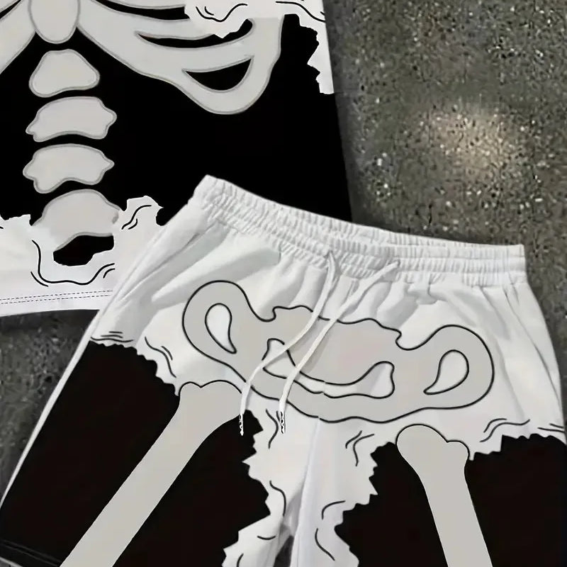 The summer new men's set features street casual hip - hop fashion comfort and softness with 3D frame pattern - View 4 | SAMAG