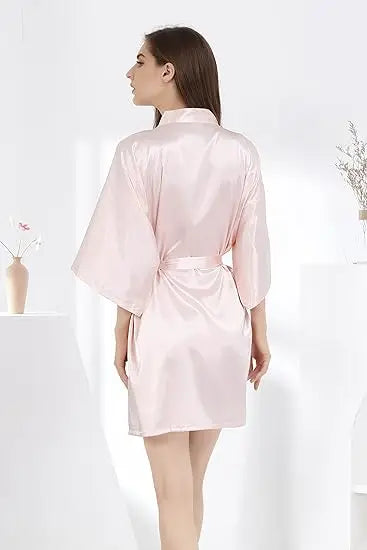 RB030 Sexy Large Size Satin Night Robe Lace Bathrobe | SAMAG