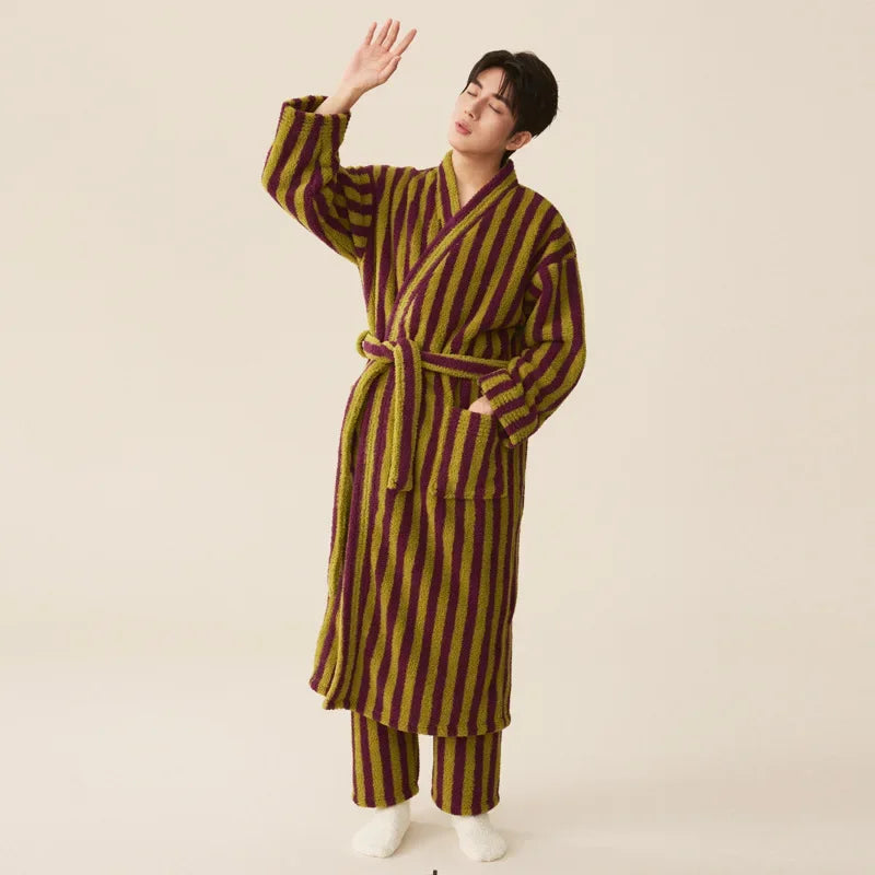 Thickened Flannel Robe Pants Pajamas Set Autumn Winter | SAMAG