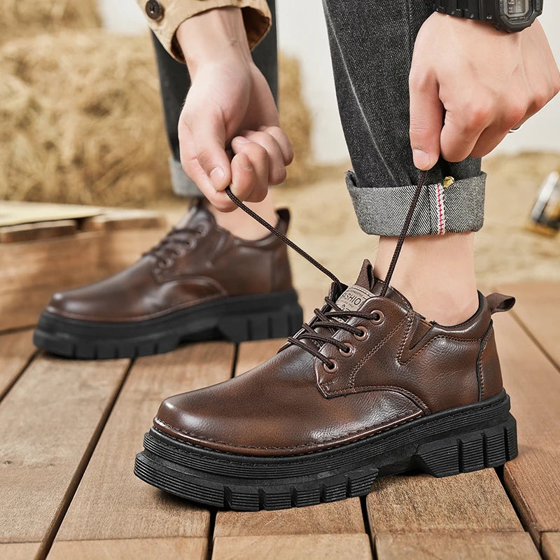 Men's casual shoes four seasons handwork comfort outdoor work shoes fashion Joker youth tide shoes business party leather shoes