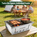 304 Stainless Steel 2 Unit Barbecue Grill Portable Outdoor Stove IGT Table Stove Folding Firewood Stove Barbecue Camping Stove
