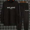 The new men's round - neck hoodie set for Spring and Autumn features a casual and comfortable 3D letter - View 3 | SAMAG
