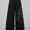 UP.THE Men Solid Black Baggy Wide Leg Jeans, Y2K | SAMAG