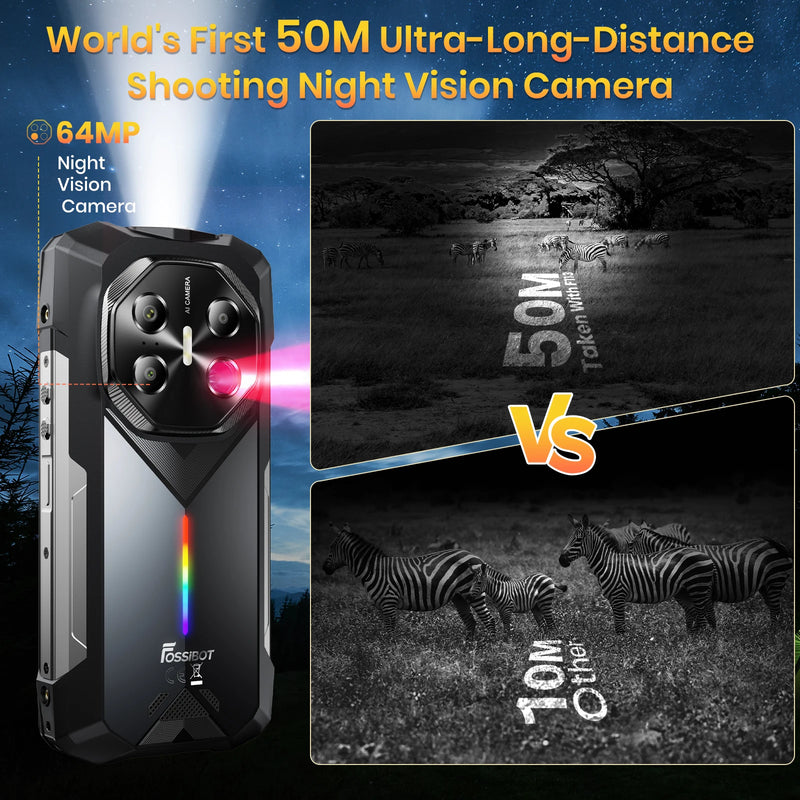 FOSSIBOT F113 5G Rugged Phone 50M Flashlight Dimensity 7050 5G 110dB Speaker 12GB+256GB 20000mAh 33W Android 15 Smartphone
