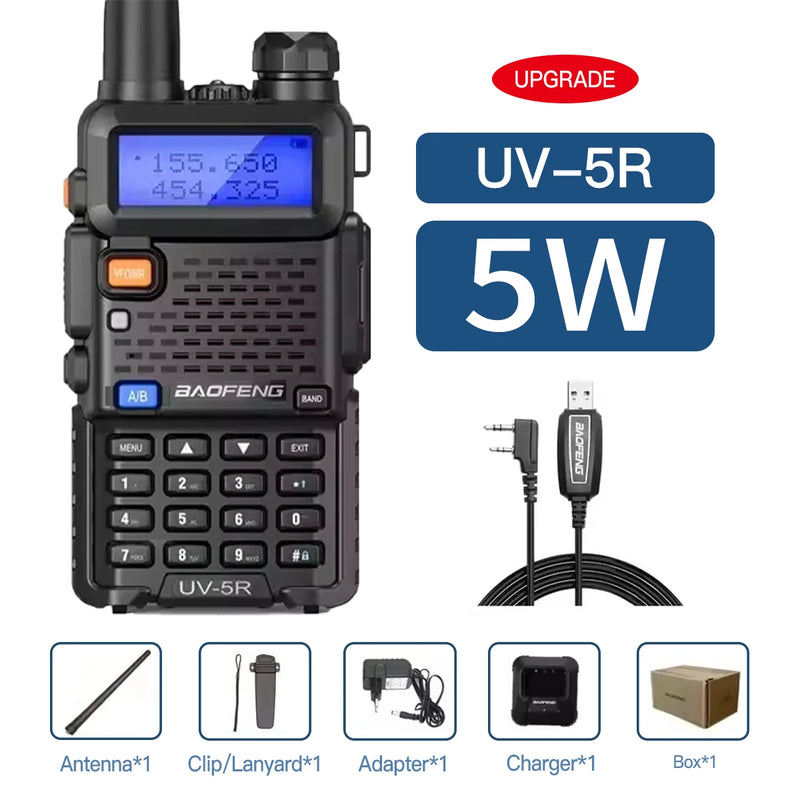 baofeng uv5r 8W Tri-Power Walkie Talkie 5W High Power UHF VHF Dual Band two-way radio Lange afstand 128CH Handheld UV 5R cb radi