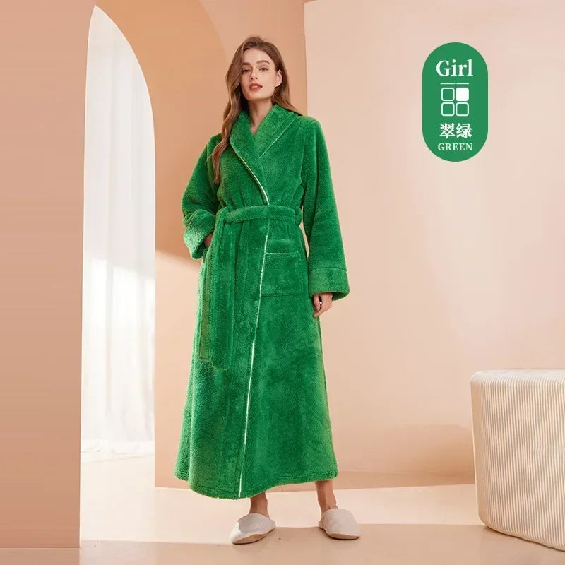Fashionable double-sided thick plush nightgown women | SAMAG