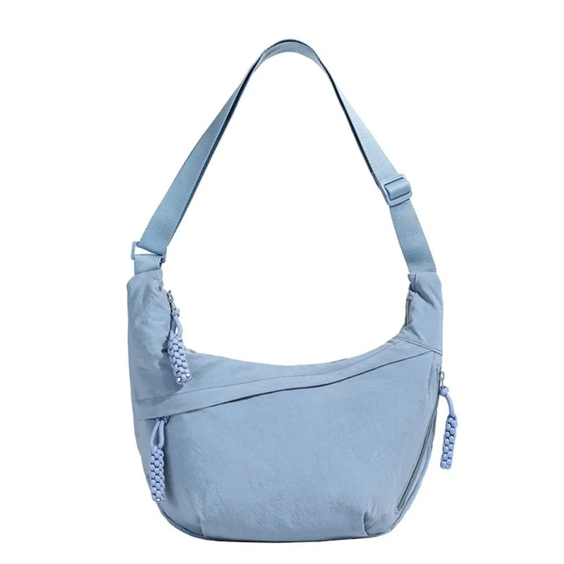 Casual Canvas Crossbody Bags Korean Simplified Large Capacity Sports Hobos Bag Solid Color Lightweight Dumpling Bag Women