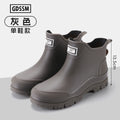Rain Boots Men's Short-tube Korean Style Casual and Comfortable Outdoor Fishing Waterproof Low-cut Rubber Shoes Rider Work Boots