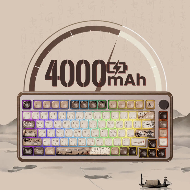 Akko MU01 ANSI/MU02 ISOMountain Seclusion Wooden Mechanical Keyboard Hot-swap BT 5.0 2.4G Wireless Type-C Wired Gaming Keyboard