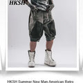 HKSH Spring Summer New Men's RO Style Round Collar Printed T-shirt Oversized Chic Cotton Chic Top American Loose Y2K Tees HK4638