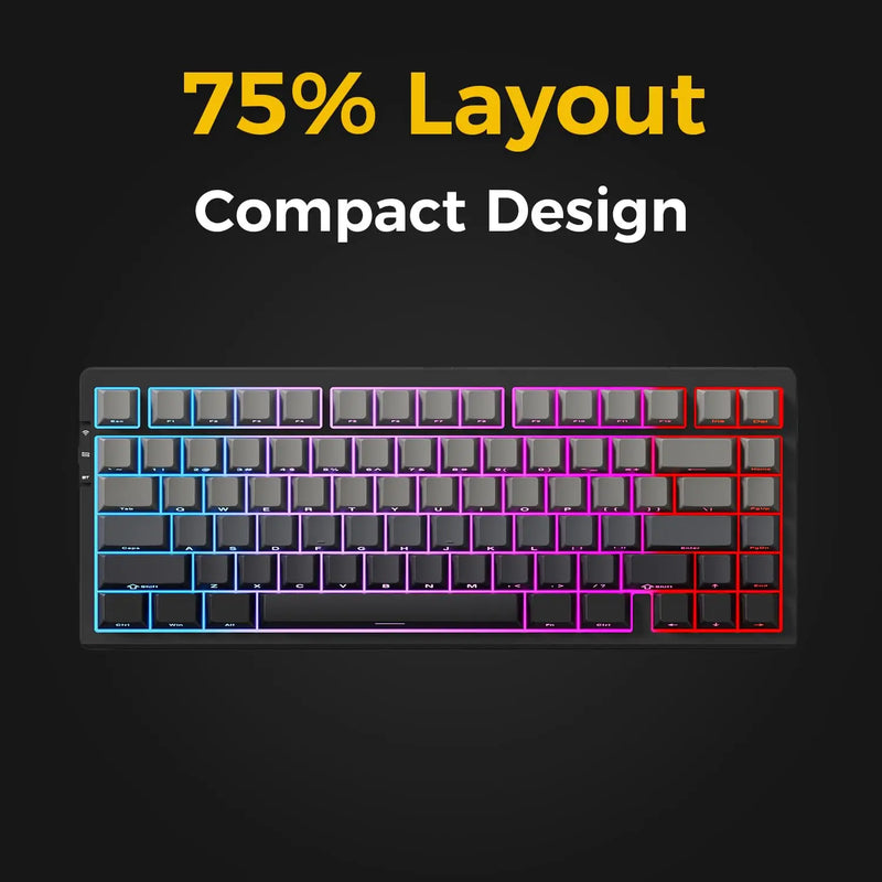 MCHOSE G75 Pro Wireless Mechanical Keyboard 75% Layout Gasket Mounted 5 Layers Dampening RGB Backlit Tri-Mode Hot Swappable