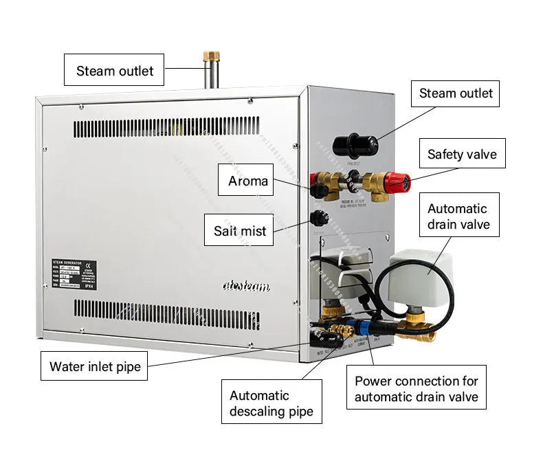 L Atcsteam Smart WIFI App Control Luxury 9KW Modern Design Sauna Steam Bath Machine Spa Turkish Bath Wet Steam Generator