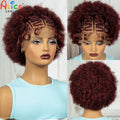 13x6 Lace Front Braids Wig with Baby Hair Synthetic Afro Curly Cornrow Braided Short Wigs for Black Women Natural Lace Bob Wigs