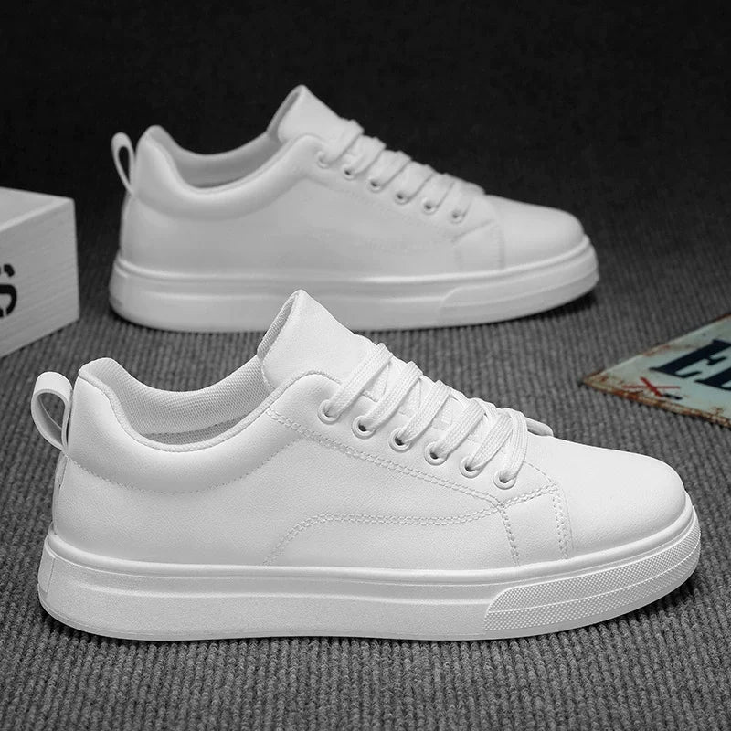 Men's Vulcanized Shoes Casual Low Top Flat Sneakers White Shoes Zapatillas Hombre Chaussure Homme Drop Shipping Leather Black