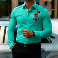Men's Long-Sleeved Shirt, Featuring a Vintage Red Rose | SAMAG