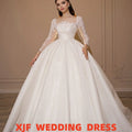 Customized Square Collar Long Sleeve Ball Gown Elegant | SAMAG