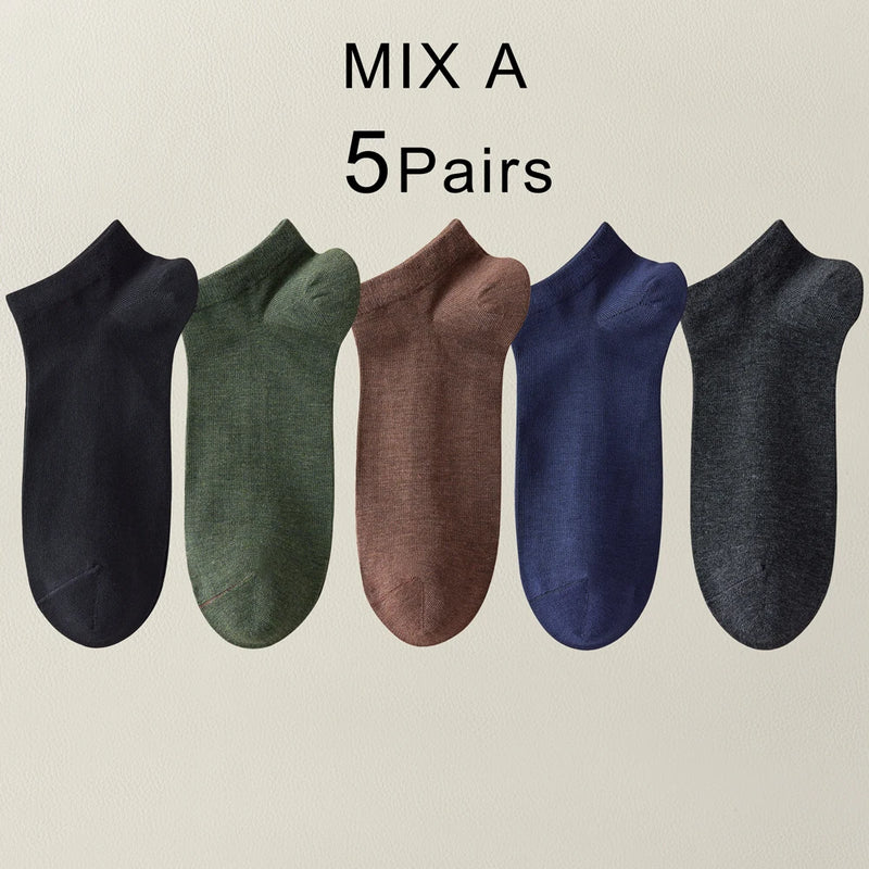 5 Pairs Spring Summer Thin Men's Bamboo Fiber Socks Short | SAMAG