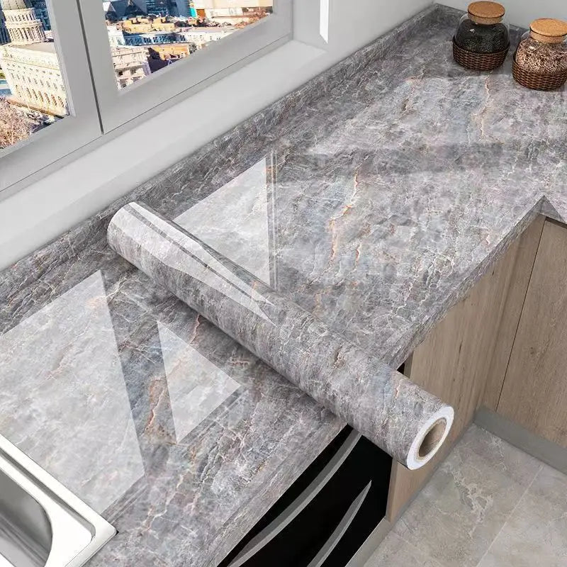PVC 40cm Waterproof Marble Self-Adhesive Wallpaper Bathroom Cabinet Countertop Contact Paper Waterproof Wall Sticker