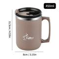 450ML Thermos Mug 304 Stainless Steel Double Wall Insulated Milk Coffee Cup With Handle & Lid Leak-proof Drinking Cup Drinkware