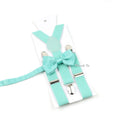 Fashion Men Kids Turquoise Green Suspender Bowtie Sets Elastic Solid Color Y - back Straps Butterfly - Visuel 30 | SAMAG