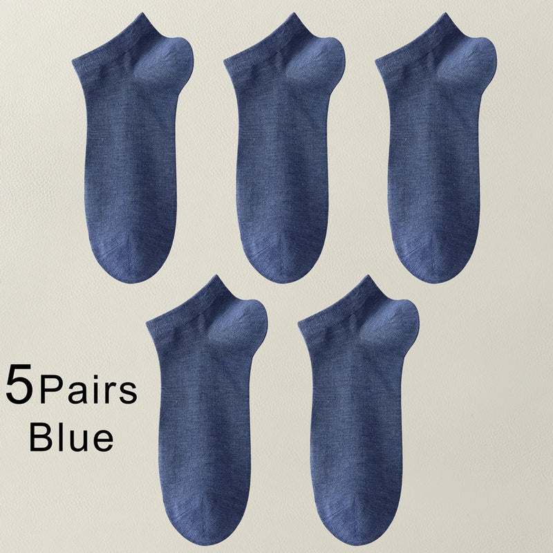 5 Pairs Spring Summer Thin Men's Bamboo Fiber Socks Short | SAMAG