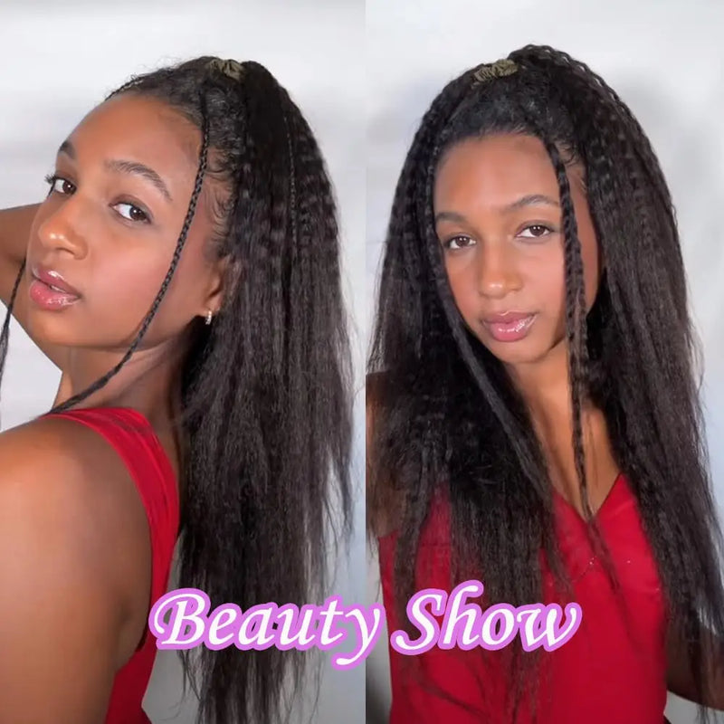 Kinky Straight Miracle Knots Human Crochet Hair 26 28 30 Inches 300g/5Pack Invisible Pre-Separated Feather Crochet Human Hair Extensions For Black Women Natural Black