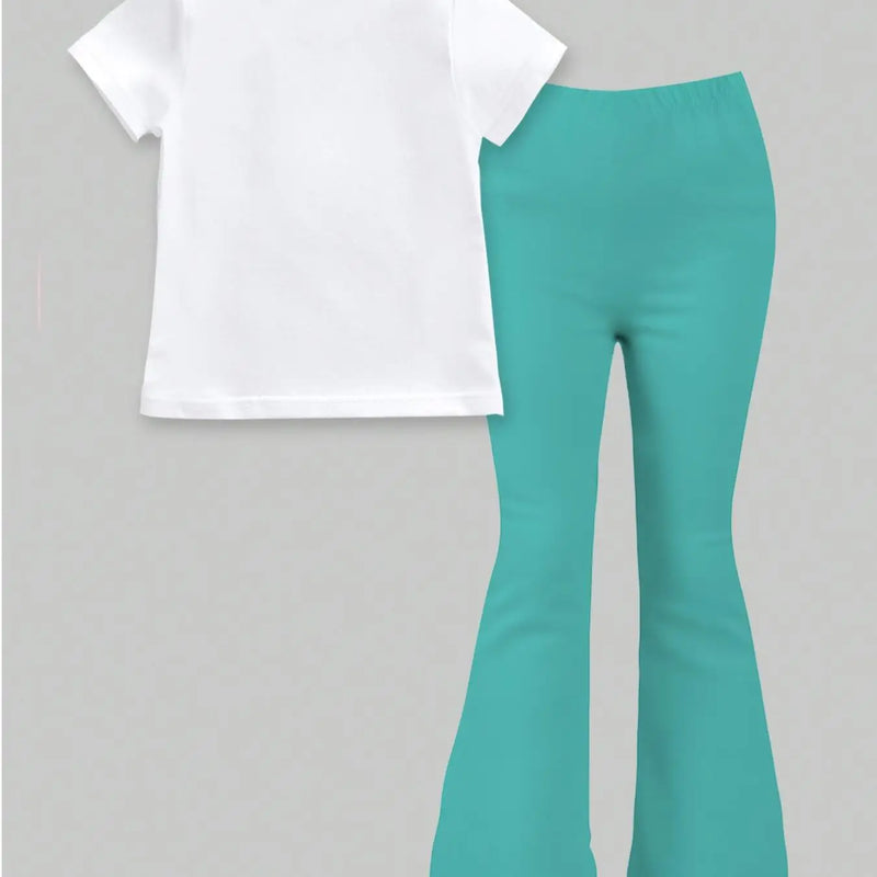 Fresh Mint Green Short - Sleeve Letter - Number Outfit - View 2 | SAMAG
