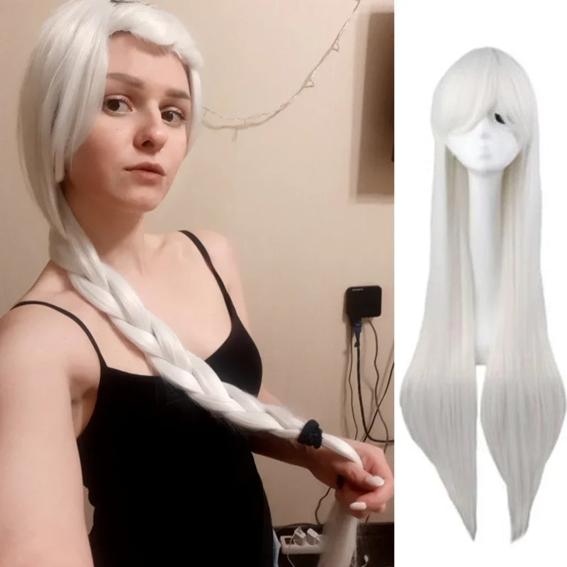 QQXCAIW Long Straight Cosplay Wig Black Purple Black Red Pink Blue Dark Brown 100 Cm Synthetic Hair Wigs