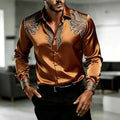 Men's Retro Baroque Printed Satin Silk Shirt Long Sleeved | SAMAG