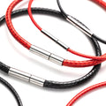 1.5/2/3mm Black Red Bracelet Stainless Steel Clasp For Women Man Couple Leather String Homme Hand Thread Male Jewelry Trending