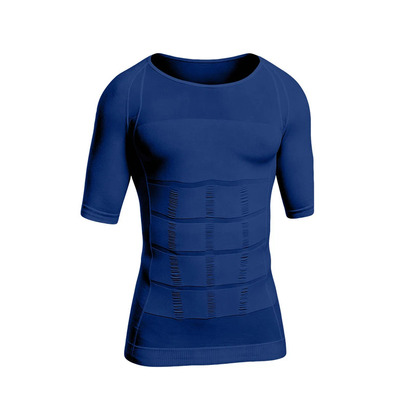 Men's Compression Short Sleeve Shirt Tummy Control Breathable Sweat Wicking Slim Top for Summer Sports Running Daily Casual Wear